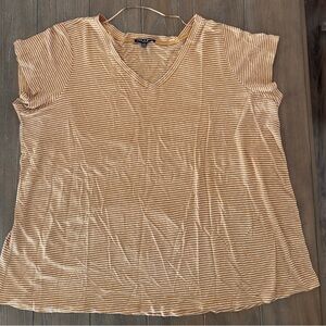 Cable & Gauge Tan Striped V-Neck Tee